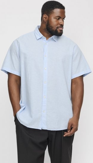 Jack & Jones Breeze Linen Blend Short Sleeve Shirt Chambray Blue - Camisas - Camisas Homem Tamanhos Grandes