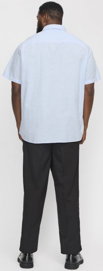 Jack & Jones Breeze Linen Blend Short Sleeve Shirt Chambray Blue - Camisas - Camisas Homem Tamanhos Grandes