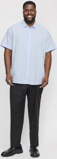Jack & Jones Breeze Linen Blend Short Sleeve Shirt Chambray Blue - Camisas - Camisas Homem Tamanhos Grandes