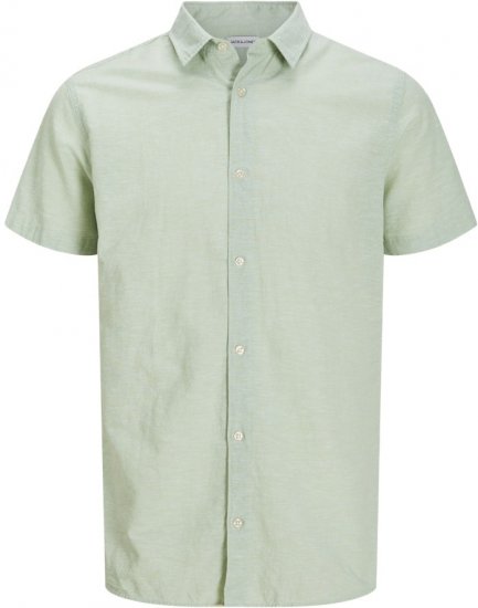 Jack & Jones Breeze Linen Blend Short Sleeve Shirt Iceberg Green - Camisas - Camisas Homem Tamanhos Grandes