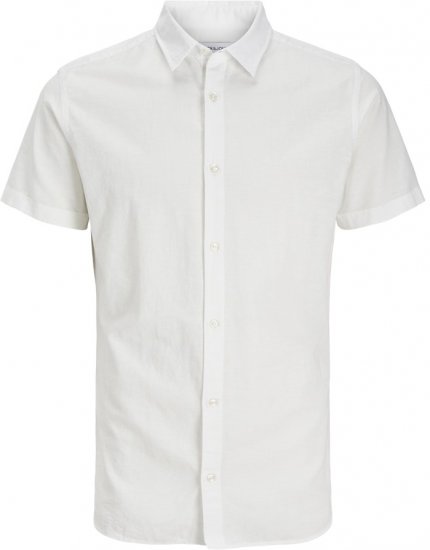 Jack & Jones Breeze Linen Blend Short Sleeve Shirt White - Camisas - Camisas Homem Tamanhos Grandes