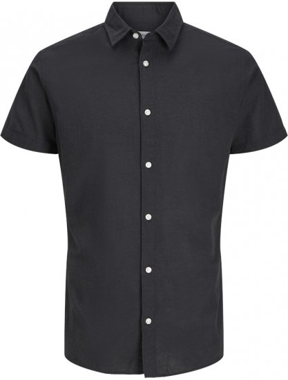 Jack & Jones Breeze Linen Blend Short Sleeve Shirt Black - Camisas - Camisas Homem Tamanhos Grandes