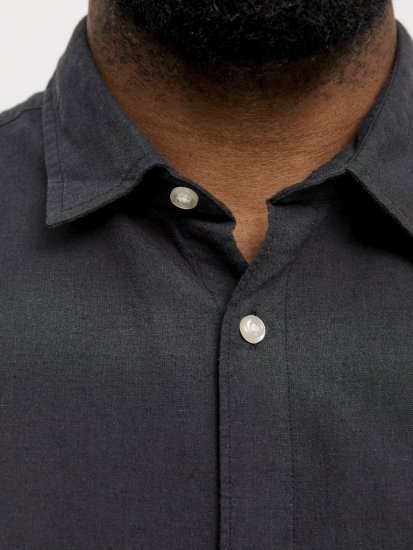 Jack & Jones Breeze Linen Blend Short Sleeve Shirt Black - Camisas - Camisas Homem Tamanhos Grandes