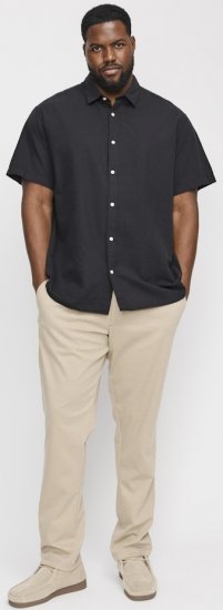 Jack & Jones Breeze Linen Blend Short Sleeve Shirt Black - Camisas - Camisas Homem Tamanhos Grandes