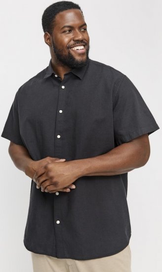 Jack & Jones Breeze Linen Blend Short Sleeve Shirt Black - Camisas - Camisas Homem Tamanhos Grandes