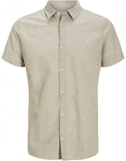 Jack & Jones Breeze Linen Blend Short Sleeve Shirt Beige - Camisas - Camisas Homem Tamanhos Grandes