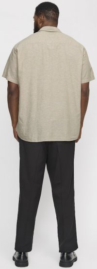 Jack & Jones Breeze Linen Blend Short Sleeve Shirt Beige - Camisas - Camisas Homem Tamanhos Grandes