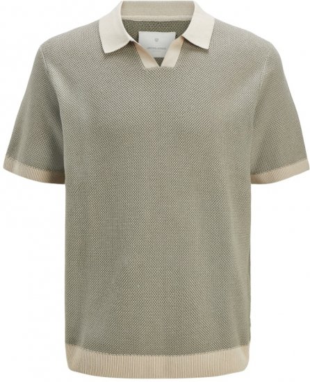 Jack & Jones Ceaston Knit Short Sleeve Sweater Vetiver - Sweatshirts & hoodies - Sweatshirt & Camisolas com Capuz tamanhos grandes