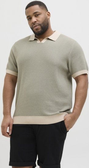 Jack & Jones Ceaston Knit Short Sleeve Sweater Vetiver - Sweatshirts & hoodies - Sweatshirt & Camisolas com Capuz tamanhos grandes