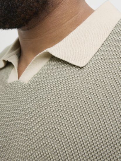Jack & Jones Ceaston Knit Short Sleeve Sweater Vetiver - Sweatshirts & hoodies - Sweatshirt & Camisolas com Capuz tamanhos grandes