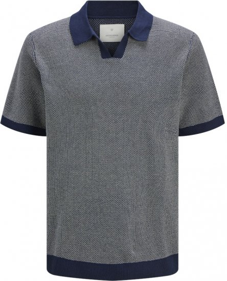Jack & Jones Ceaston Knit Short Sleeve Sweater Grey/Blue - Sweatshirts & hoodies - Sweatshirt & Camisolas com Capuz tamanhos grandes