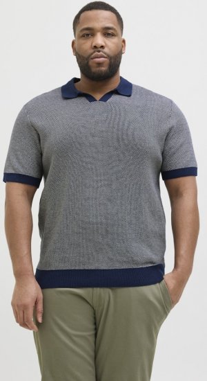 Jack & Jones Ceaston Knit Short Sleeve Sweater Grey/Blue - Sweatshirts & hoodies - Sweatshirt & Camisolas com Capuz tamanhos grandes