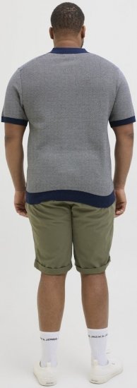 Jack & Jones Ceaston Knit Short Sleeve Sweater Grey/Blue - Sweatshirts & hoodies - Sweatshirt & Camisolas com Capuz tamanhos grandes