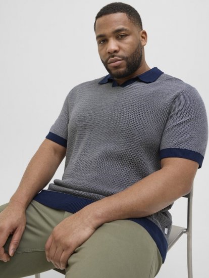Jack & Jones Ceaston Knit Short Sleeve Sweater Grey/Blue - Sweatshirts & hoodies - Sweatshirt & Camisolas com Capuz tamanhos grandes
