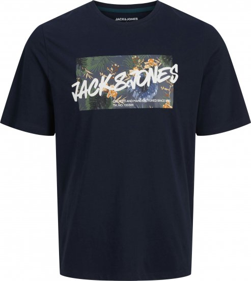 Jack & Jones Hawaii Shape Crew Neck T-Shirt Navy - T-shirts - T-shirts Homem Tamanhos Grandes