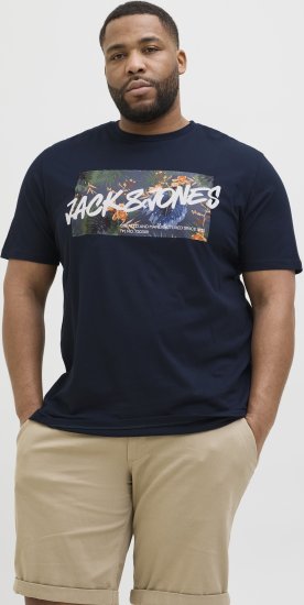 Jack & Jones Hawaii Shape Crew Neck T-Shirt Navy - T-shirts - T-shirts Homem Tamanhos Grandes
