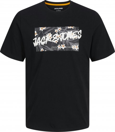 Jack & Jones Hawaii Shape Crew Neck T-Shirt Black - T-shirts - T-shirts Homem Tamanhos Grandes