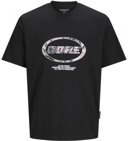 Jack & Jones Lido Core Front Print T-Shirt Black - T-shirts - T-shirts Homem Tamanhos Grandes