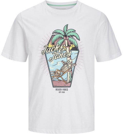 Jack & Jones Elijah Crew Neck T-Shirt White - T-shirts - T-shirts Homem Tamanhos Grandes