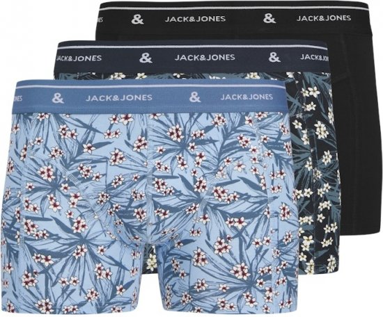 Jack & Jones Zach Trunks 3-Pack Chambray Blue - Roupa Interior & natação - Roupa interior Homem Tamanhos Grandes