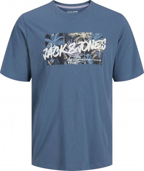 Jack & Jones Hawaii Shape Crew Neck T-Shirt Blue - T-shirts - T-shirts Homem Tamanhos Grandes