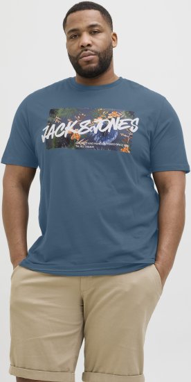Jack & Jones Hawaii Shape Crew Neck T-Shirt Blue - T-shirts - T-shirts Homem Tamanhos Grandes