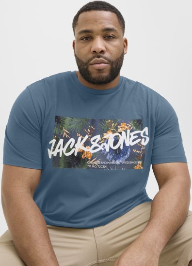 Jack & Jones Hawaii Shape Crew Neck T-Shirt Blue - T-shirts - T-shirts Homem Tamanhos Grandes