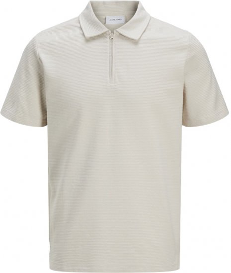 Jack & Jones Benja Short Sleeve Zip Polo Grey - Pólos - Pólos Tamanhos Grandes Homem