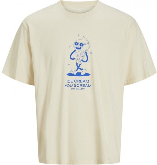 Jack & Jones Unexpect Crew Neck T-Shirt Antique White - T-shirts - T-shirts Homem Tamanhos Grandes