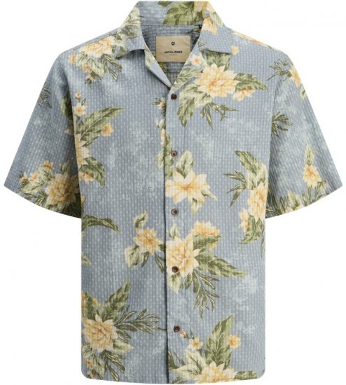 Jack & Jones Vincent Resort Print Relaxed Fit Shirt Coronet Blue - Camisas - Camisas Homem Tamanhos Grandes