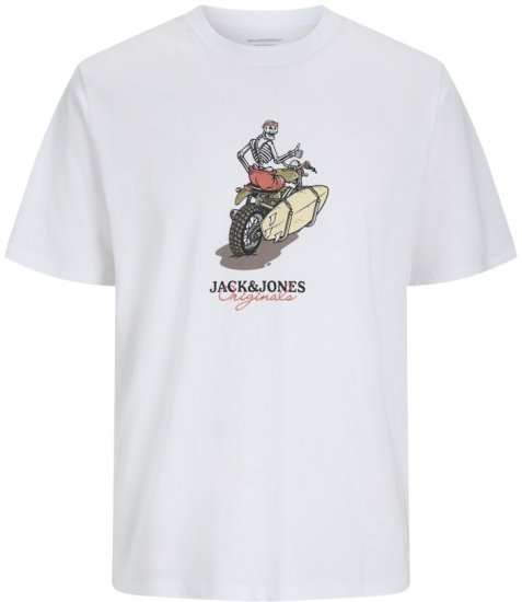 Jack & Jones Skull Coast Crew Neck T-Shirt Bright White - T-shirts - T-shirts Homem Tamanhos Grandes