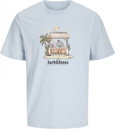 Jack & Jones Skull Coast Crew Neck T-Shirt Light Blue - T-shirts - T-shirts Homem Tamanhos Grandes