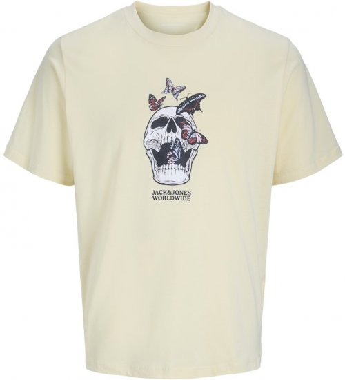 Jack & Jones Skull Coast Crew Neck T-Shirt Light Yellow - T-shirts - T-shirts Homem Tamanhos Grandes