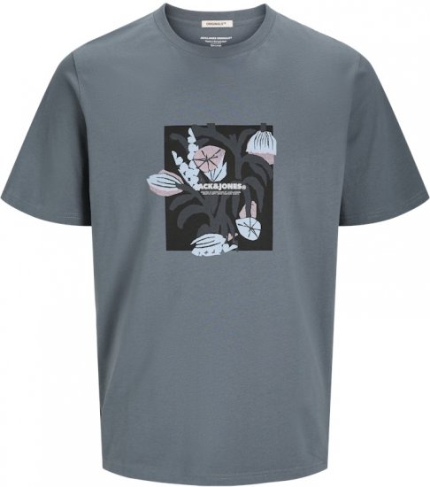 Jack & Jones Almeria Front Print Crew Neck T-Shirt Grey - T-shirts - T-shirts Homem Tamanhos Grandes