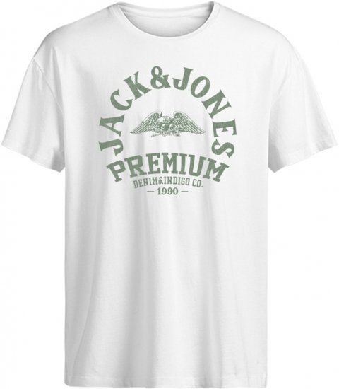 Jack & Jones Blurobar Crew Neck T-Shirt White - T-shirts - T-shirts Homem Tamanhos Grandes