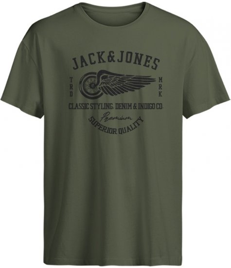 Jack & Jones Blurobar Crew Neck T-Shirt Green - T-shirts - T-shirts Homem Tamanhos Grandes