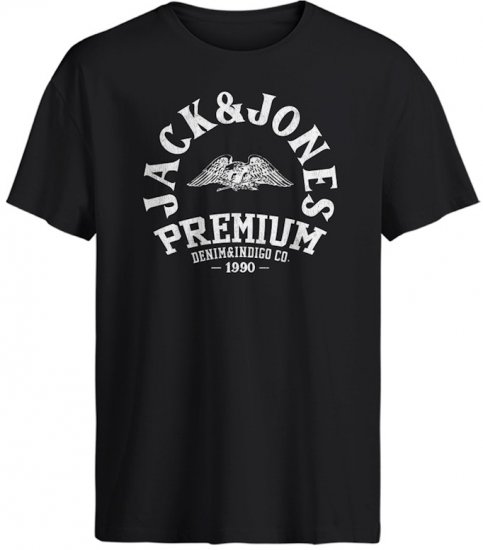 Jack & Jones Blurobar Crew Neck T-Shirt Black Beauty - T-shirts - T-shirts Homem Tamanhos Grandes