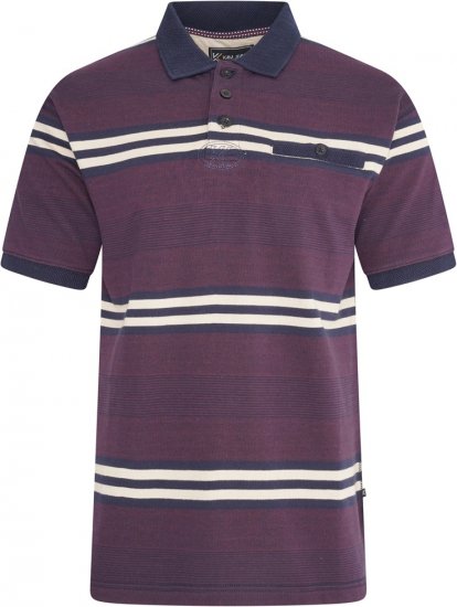 Kam Jeans 5506 Stripe Rugby Polo With Jacquard Collar & Cuffs Navy - Pólos - Pólos Tamanhos Grandes Homem