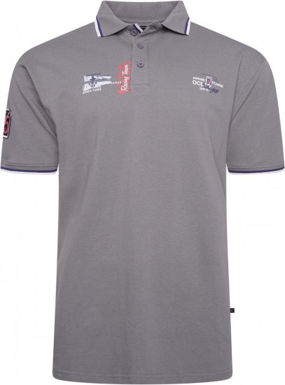 Kam Jeans 5512 1985 Racing Team Polo Shadow Grey - Pólos - Pólos Tamanhos Grandes Homem