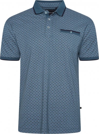 Kam Jeans 5517 Geo-Print Polo Blue - Pólos - Pólos Tamanhos Grandes Homem