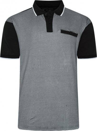 Kam Jeans 5518 Smart Mini Geo-Print Polo Black - Pólos - Pólos Tamanhos Grandes Homem
