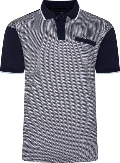 Kam Jeans 5518 Smart Mini Geo-Print Polo Navy - Pólos - Pólos Tamanhos Grandes Homem