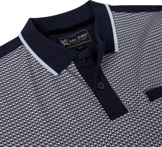 Kam Jeans 5518 Smart Mini Geo-Print Polo Navy - Pólos - Pólos Tamanhos Grandes Homem
