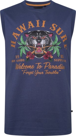 Kam Jeans 5763 Hawaii Surf Vest Vintage Indigo - T-shirts - T-shirts Homem Tamanhos Grandes