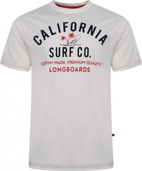 Kam Jeans 5766 California Surf Co T-Shirt Vintage White - T-shirts - T-shirts Homem Tamanhos Grandes