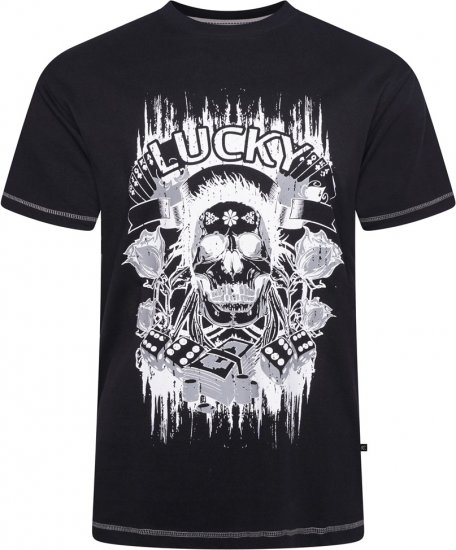 Kam Jeans 5770 Lucky Skull T-Shirt Black - T-shirts - T-shirts Homem Tamanhos Grandes