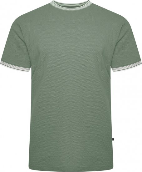 Kam Jeans 5779 Textured Body With Contrast Neck And Cuffs T-Shirt Elm Green - T-shirts - T-shirts Homem Tamanhos Grandes