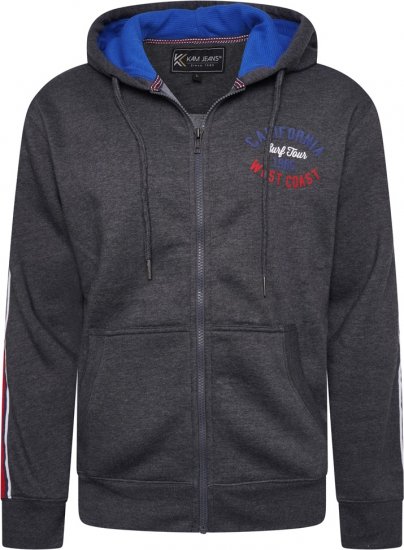 Kam Jeans 7080 California Hoody With Taped Sleeves Charcoal - Sweatshirts & hoodies - Sweatshirt & Camisolas com Capuz tamanhos grandes
