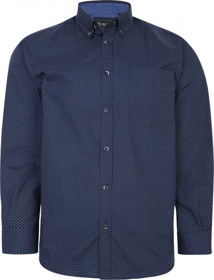 Kam Jeans P018 Premium Dobby Print Long Sleeve Shirt Navy - Camisas - Camisas Homem Tamanhos Grandes