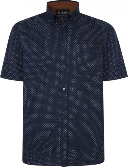 Kam Jeans P019 Premium Floral Short Sleeve Shirt Navy - Camisas - Camisas Homem Tamanhos Grandes